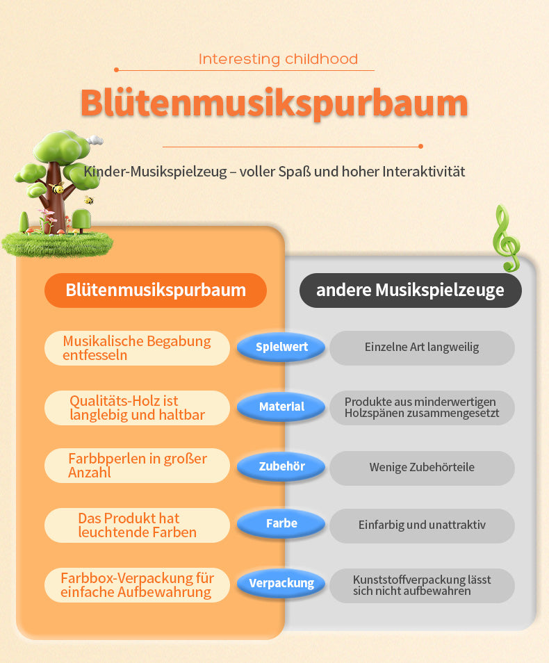 Klangbaum aus Holz – Montessori Motorikspielzeug