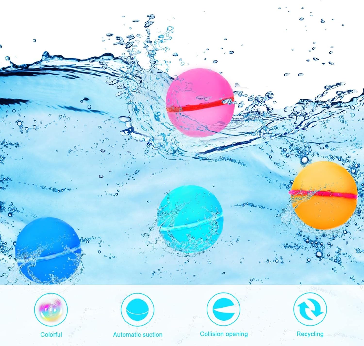 Wiederverwendbare Wasserballons – 12 Stück selbstschließendes Outdoor Spielzeug Spileo