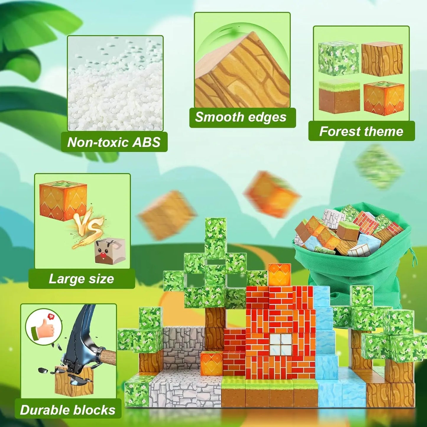 Magnetische Bausteine – Montessori Magnetbausteine ab 3 Jahre für Jungen & Mädchen Spileo