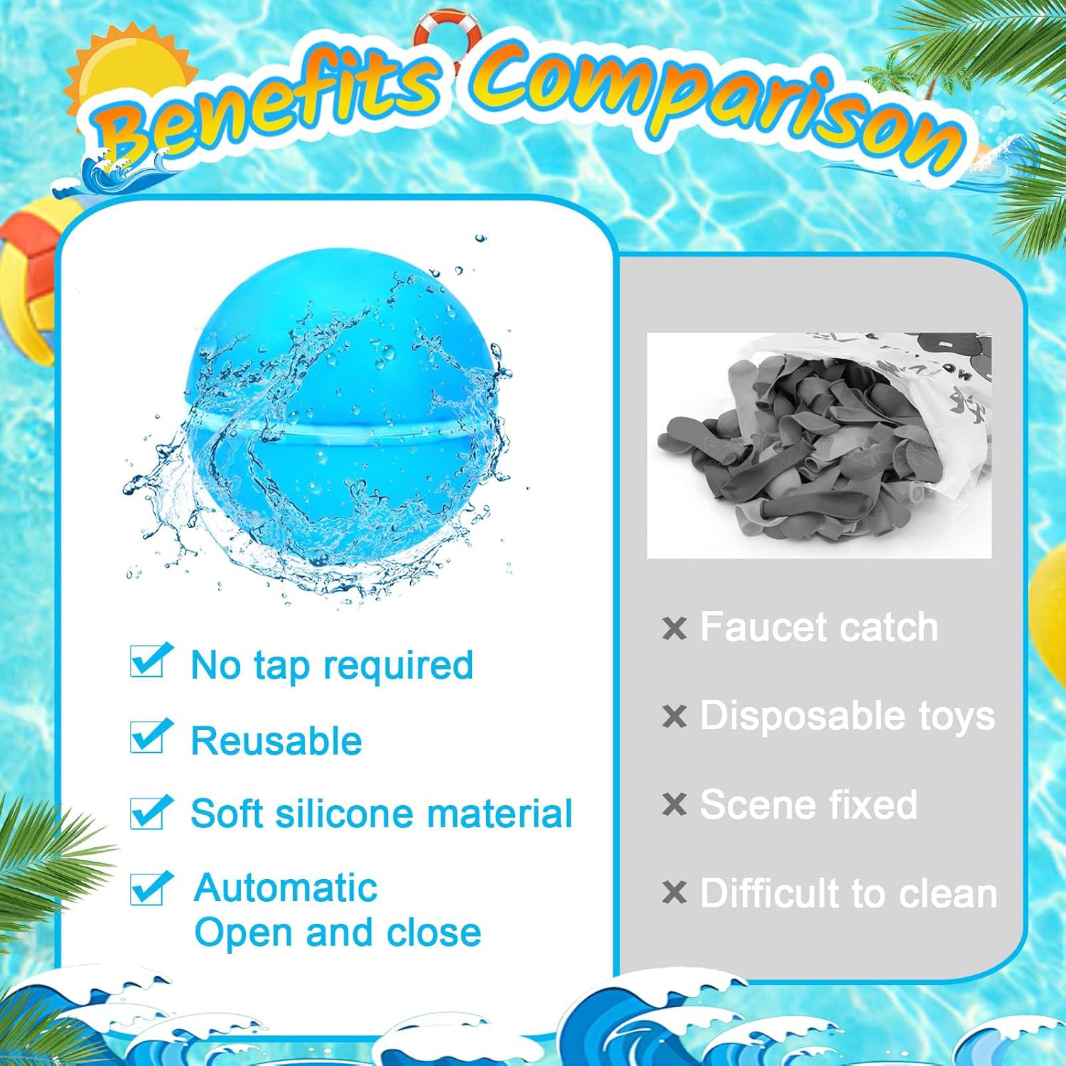 Wiederverwendbare Wasserballons – 12 Stück selbstschließendes Outdoor Spielzeug Spileo