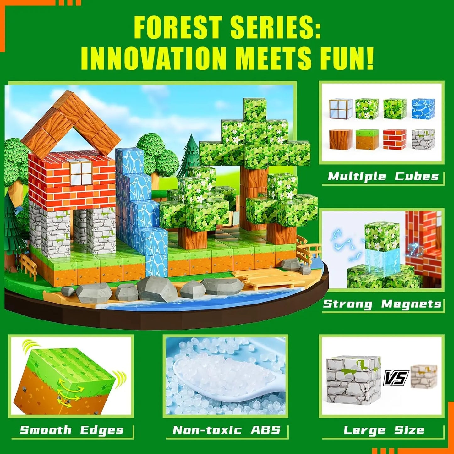 Kreatives Magnet Bausteine Set für Jungen & Mädchen Spileo