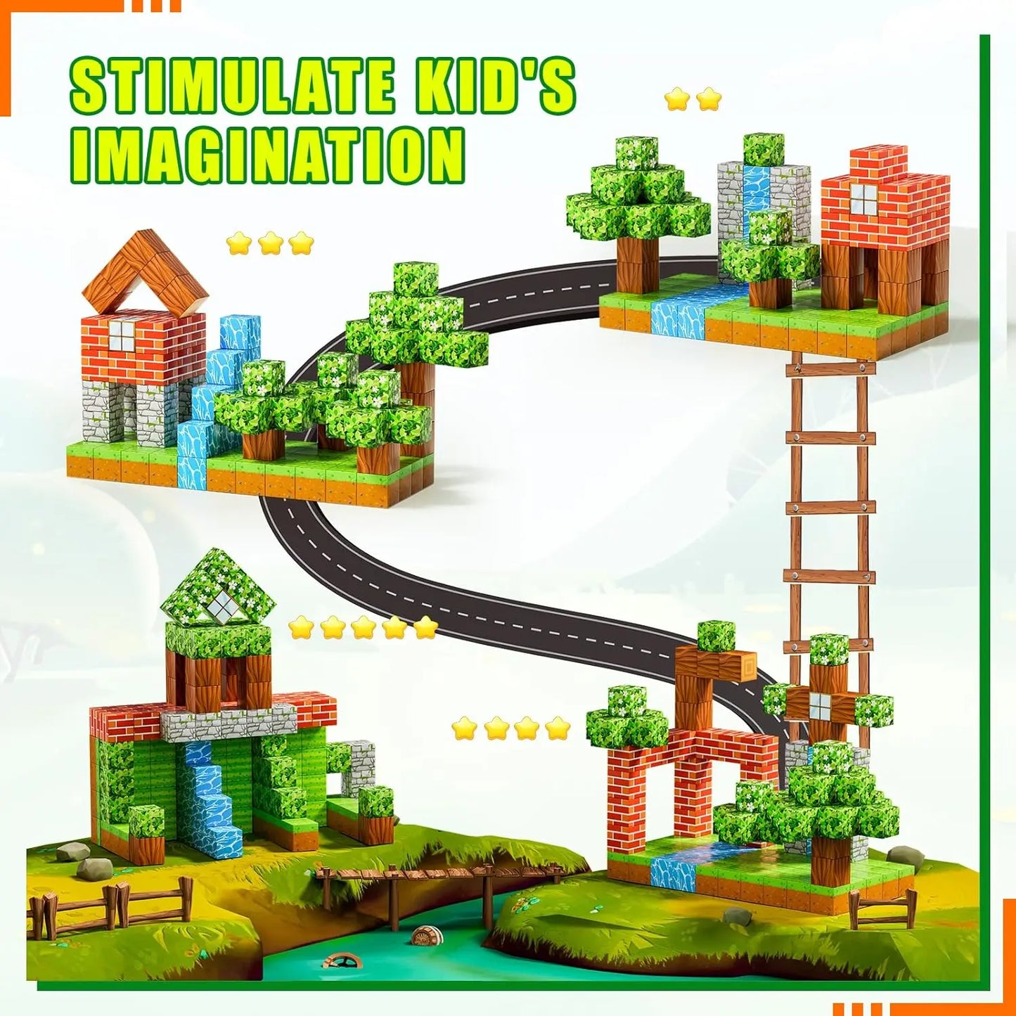 Kreatives Magnet Bausteine Set für Jungen & Mädchen Spileo