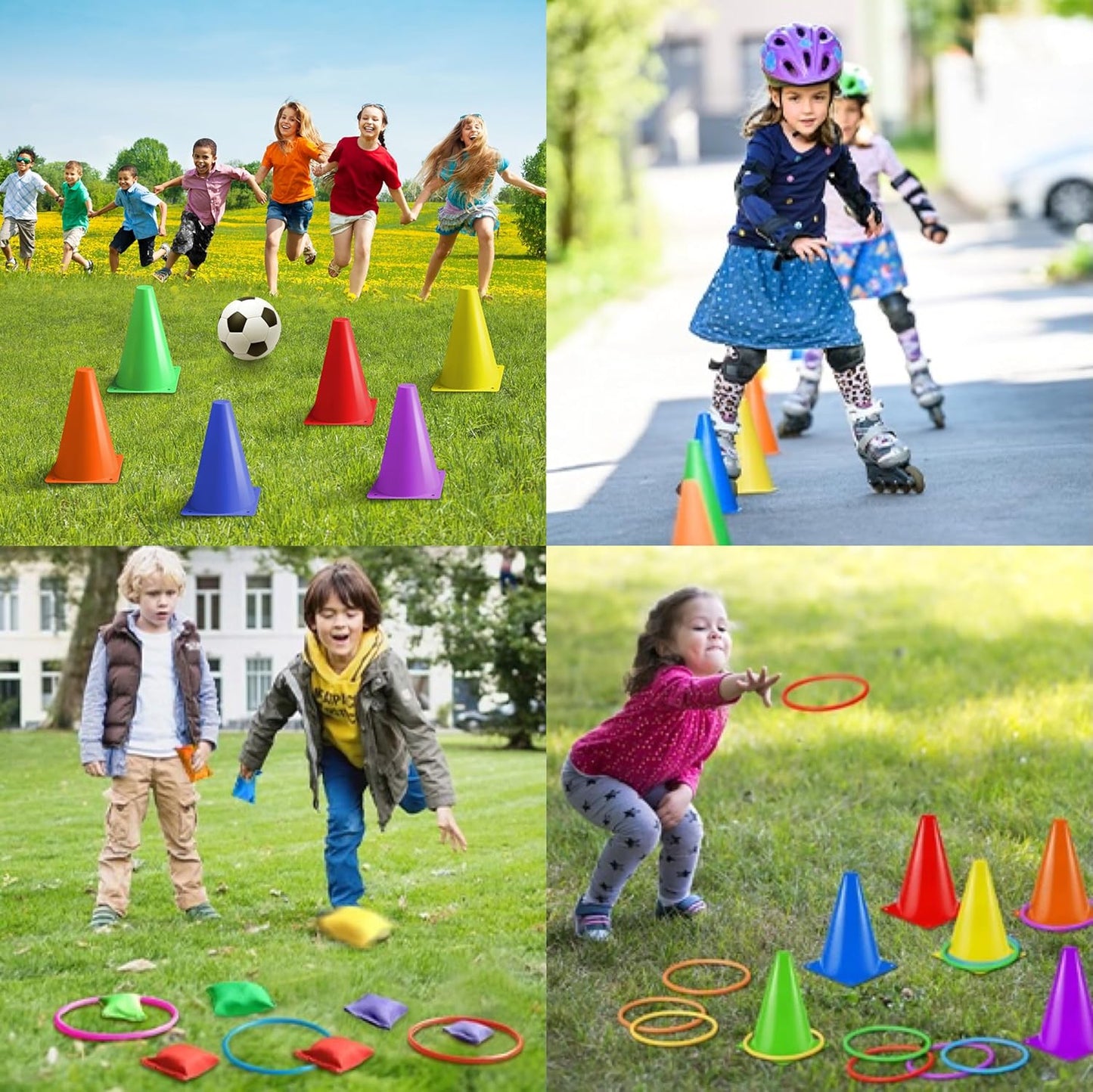 3-in-1 Outdoor Spielzeug Set – Ringwurfspiel, Sitzsäcke & Kegel Spileo