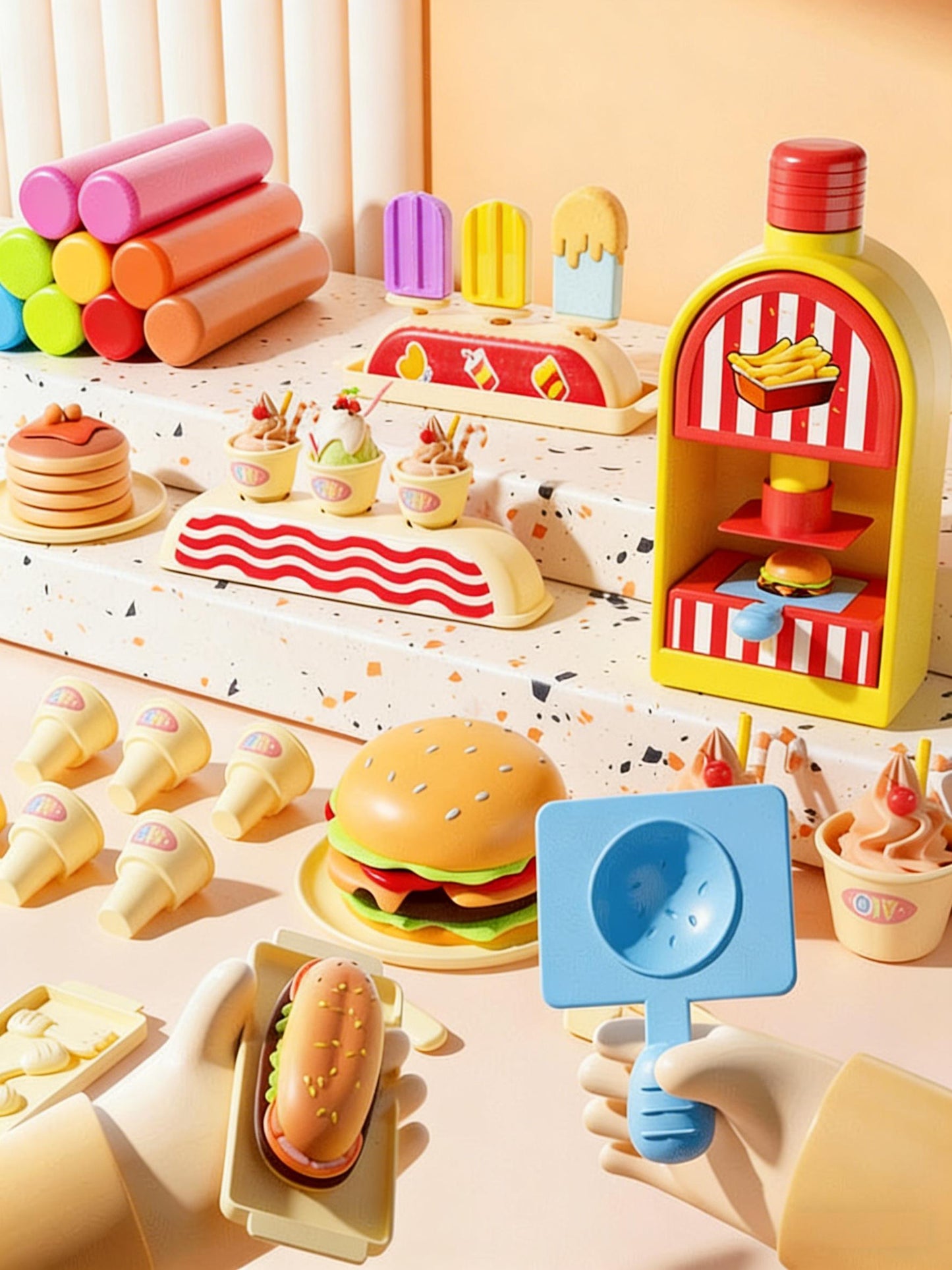 Kreatives Knete-Set für Kinder ab 3 Jahren – Mit Eismaschine, Knetwerkzeug & Zubehör für fantasievolles Spielen in der Kinderküche