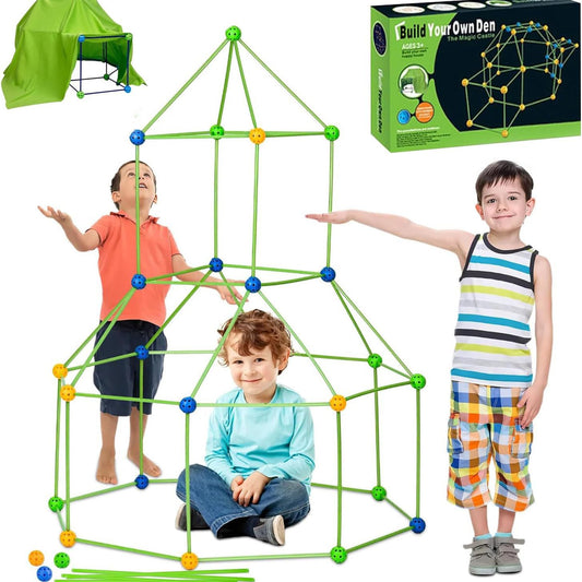 140-Piece DIY Fort Building Kit for Kids – Creative Outdoor Construction Toy