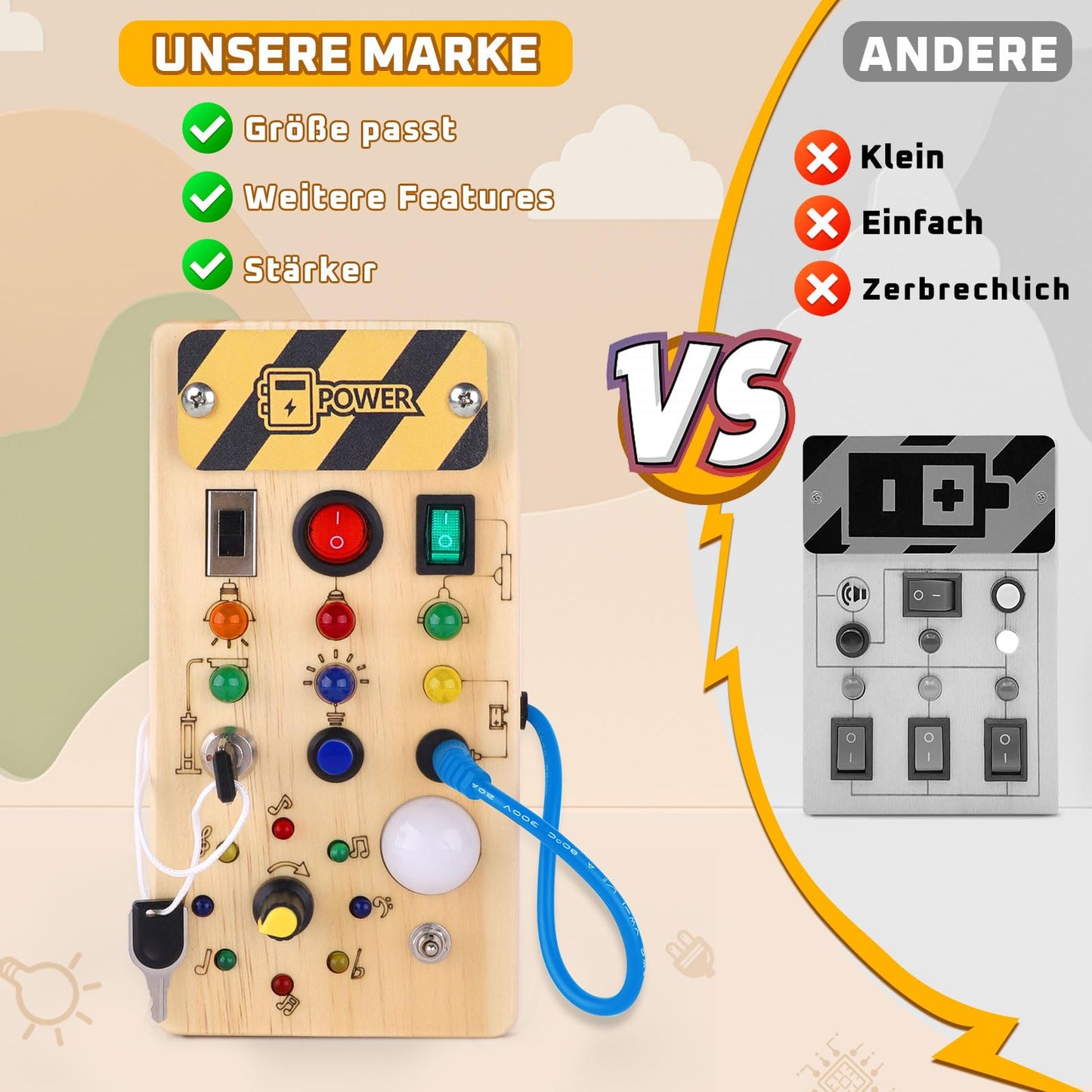 Busy Board Montessori Holzspielzeug ab 1 Jahr Spileo