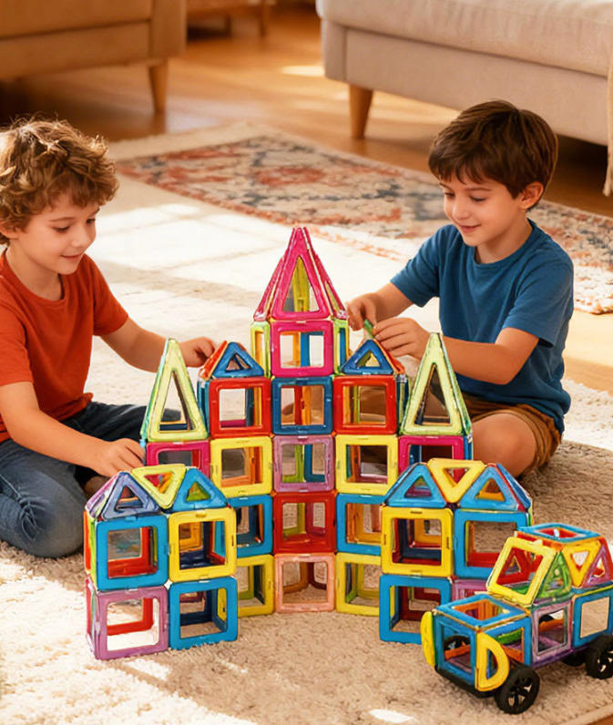Magnetische Bausteine für Kinder ab 3 Jahren – 40-teiliges STEM Lernspielzeug zur Förderung von Kreativität, Feinmotorik und räumlichem Denken – Ideal für Vorschule & Montessori-Spielen