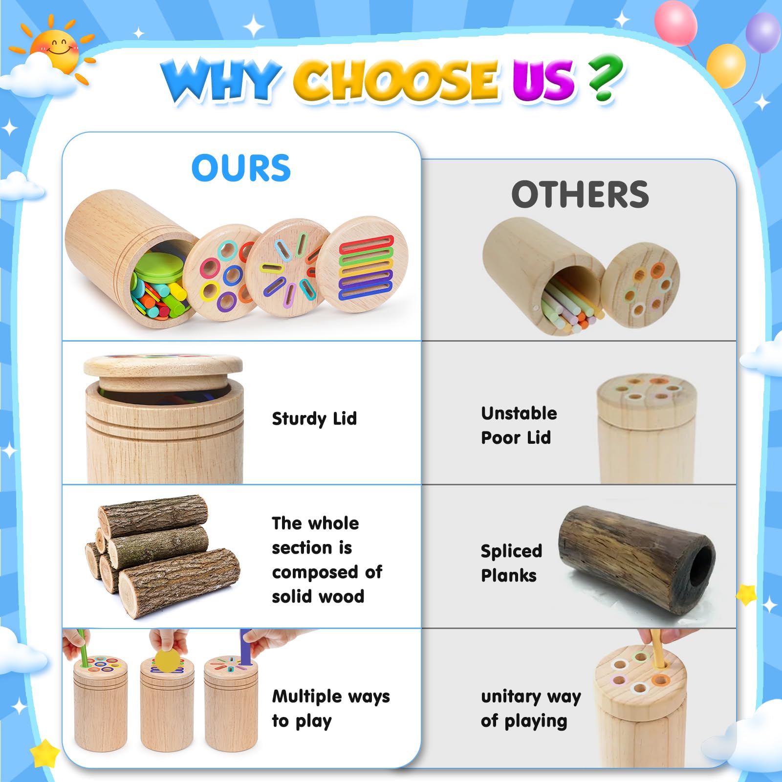 Holz Motorikspielzeug für Kleinkinder Spileo