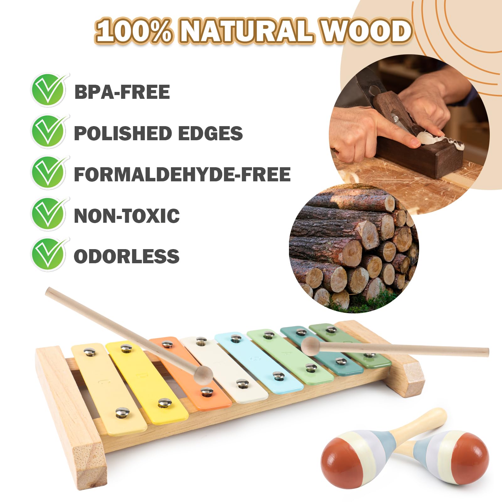 11-in-1 Montessori Musikinstrumente aus Holz für Kinder Spileo