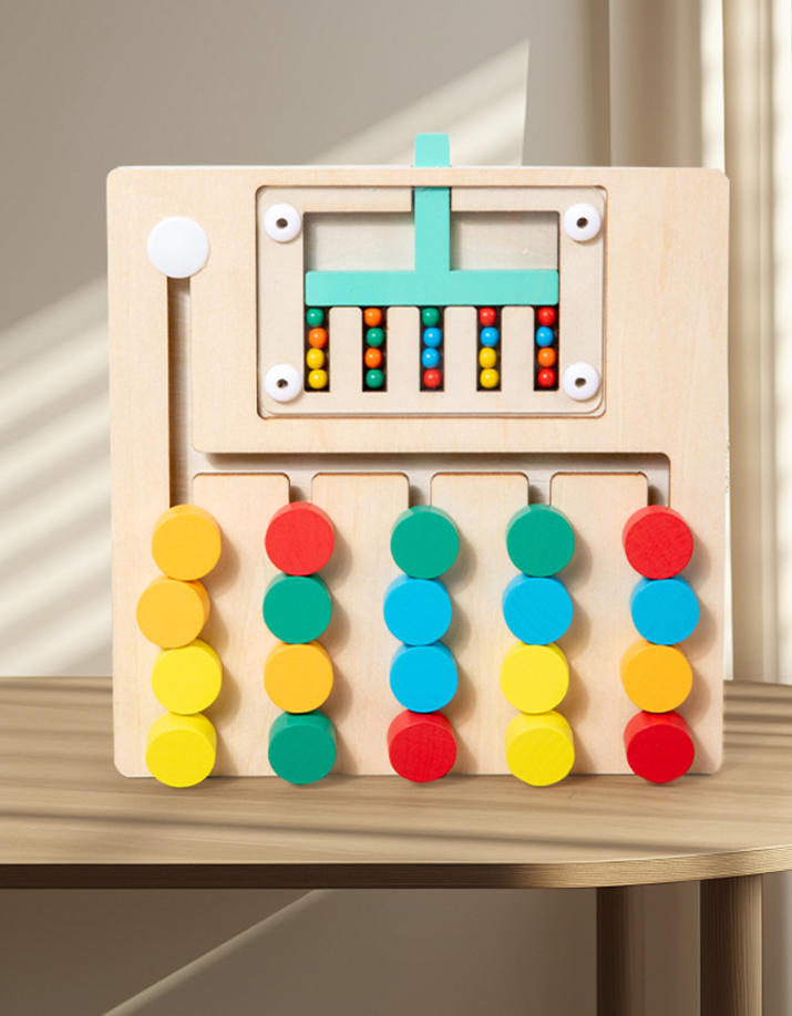 Montessori Holz-Magnetspiel Labyrinth für Kinder ab 3 Jahren – Farben-Sortierspiel & Puzzle aus Holz, ideales Geschenk für Jungen und Mädchen von 3 bis 7 Jahren (Eis-Design)