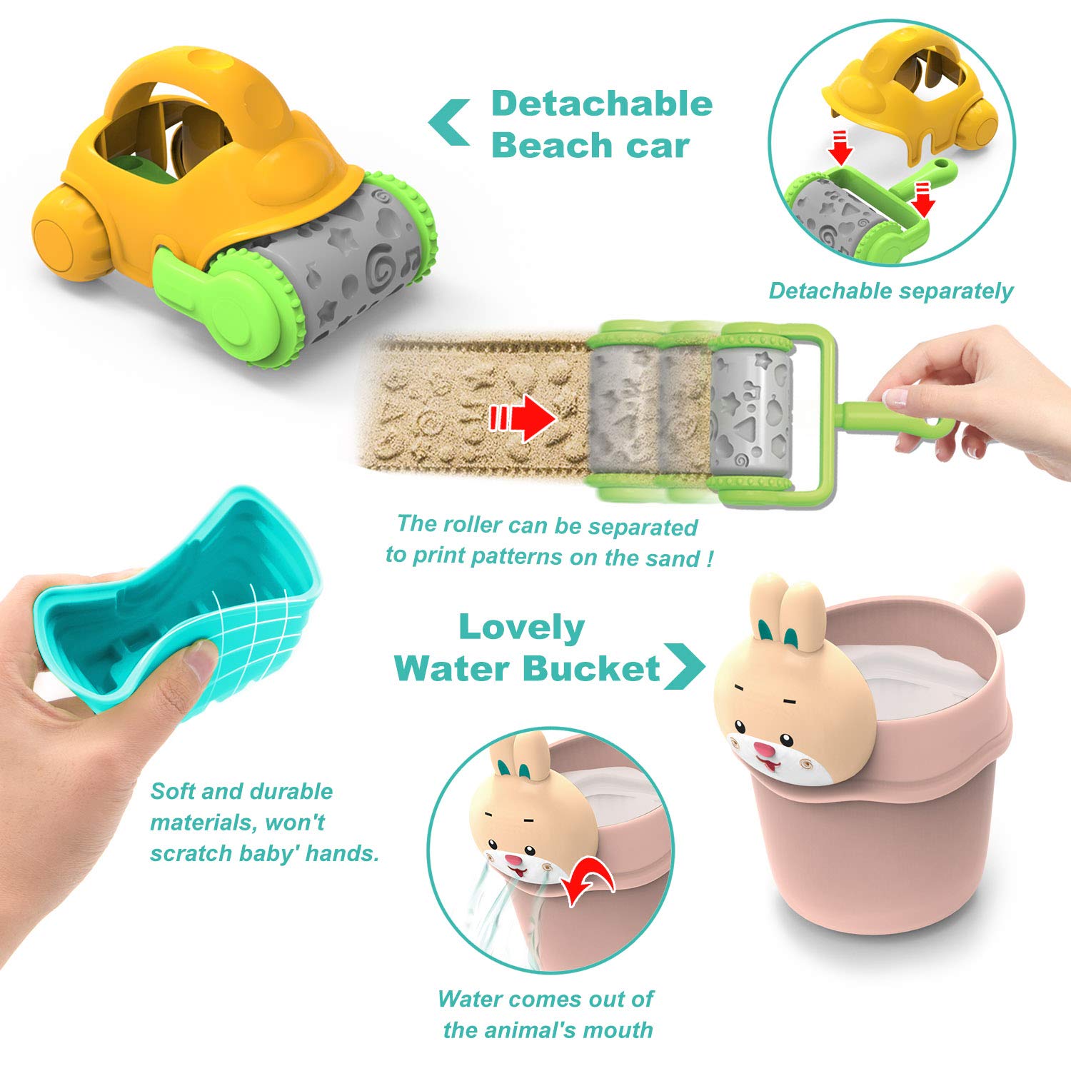 Sandspielzeug Set Kinder 18-teilig mit Eimer Spileo