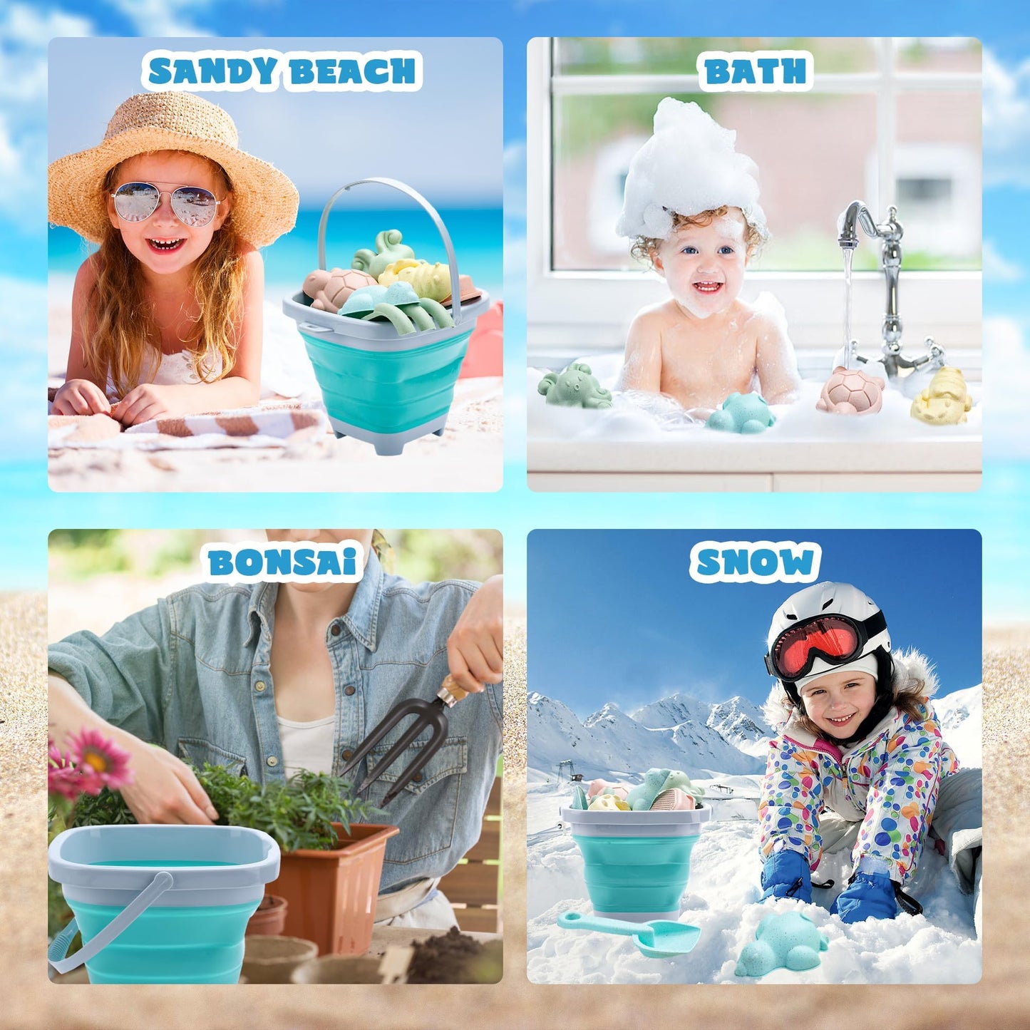 Sandspielzeug Set 12-teilig mit Eimer & Formen – Strand & Garten Spileo