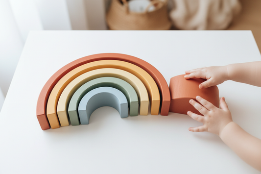 Der erste Regenbogen: Wie ein Holz-Stapelspiel Babys Sinne und Motorik verzaubert Spileo