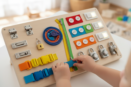 Der kleine Alltagsmeister: Wie ein Montessori Busy Board spielerisch auf das Leben vorbereitet Spileo