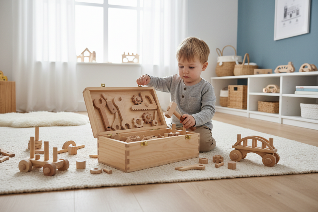 Die kleine Baustelle im Kinderzimmer: Warum ein kompletter Werkzeugkoffer aus Holz mehr ist als nur ein Rollenspiel Spileo