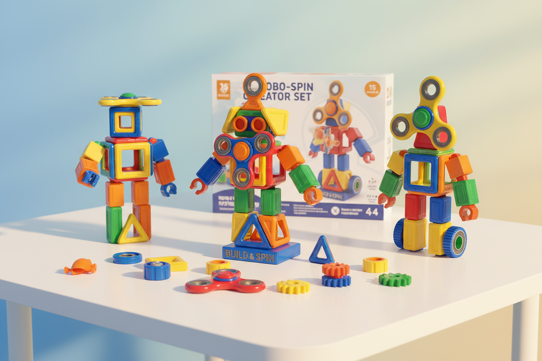 Drehen, Bauen, Gestalten: Das 15er-Set Roboter-Fidget-Spinner vereint Bewegung, Kreativität und Belohnung