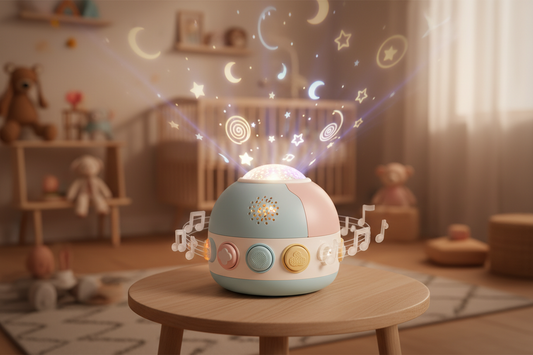 Drehender Projektor mit Licht & Musik – Das ideale Lernspielzeug für Babys ab 6 Monaten Spileo
