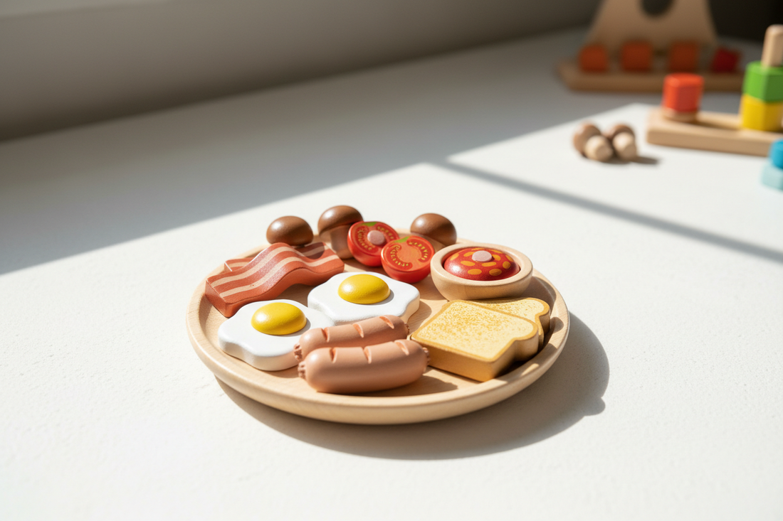 Ein typisch englisches Frühstück aus Holz: Wie Spielküchen-Zubehör kulturelle Neugier und Rollenspiel fördert Spileo