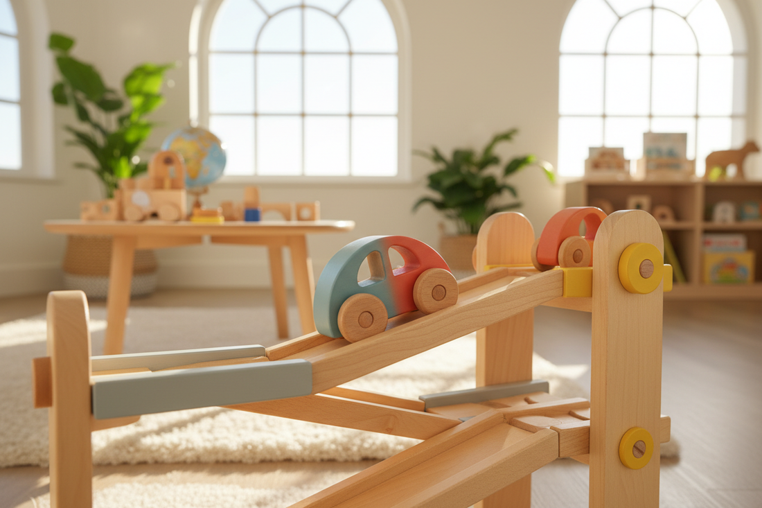 Erste physikalische Gesetze spielend erfahren: Warum die Holz-Rutschenbahn mehr ist als ein einfaches Gleitauto Spileo