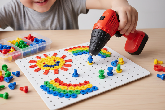 Schrauben, bohren, staunen: Wie das Mosaik-Steckspiel mit echter Bohrmaschine kleine Handwerker begeistert Spileo