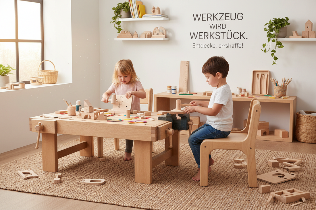 Vom Werkzeug zum Werkstück: Der Mehrfunktionaler Holzstuhl als erste Kinderwerkstatt Spileo