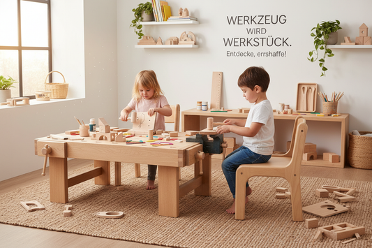 Vom Werkzeug zum Werkstück: Der Mehrfunktionaler Holzstuhl als erste Kinderwerkstatt Spileo