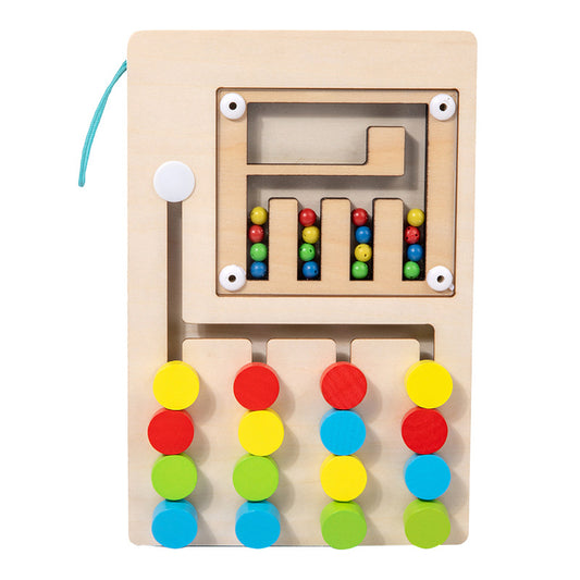 Montessori Holz-Magnetspiel Labyrinth für Kinder ab 3 Jahren – Farben-Sortierspiel & Puzzle aus Holz, ideales Geschenk für Jungen und Mädchen von 3 bis 7 Jahren (Eis-Design)