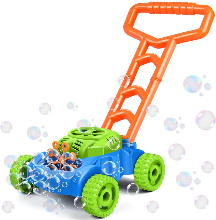 Seifenblasen-Rasenmäher für Kinder – Gartenspielzeug mit Geräusch & Blasen