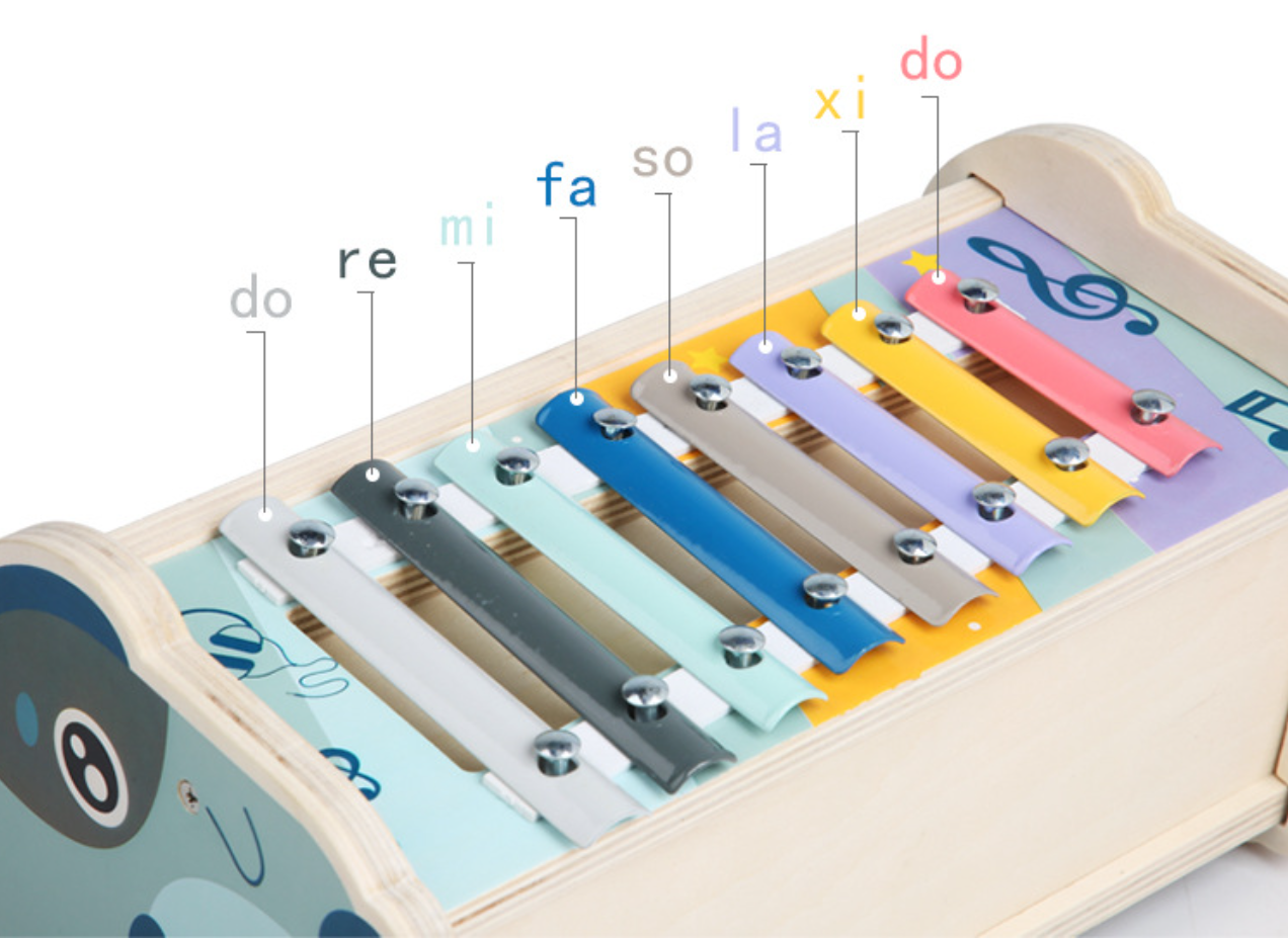 Montessori Pounding Toy für 1-3 Jahre – Holzhammer-Activity Board mit Xylophon, Zahlenlabyrinth und Schlagbank, Bildungs-Spielzeug für Kleinkinder