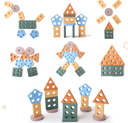 Montessori Spielzeug für 1-3 Jahre – Holz Formsortierer & Stapelpuzzle