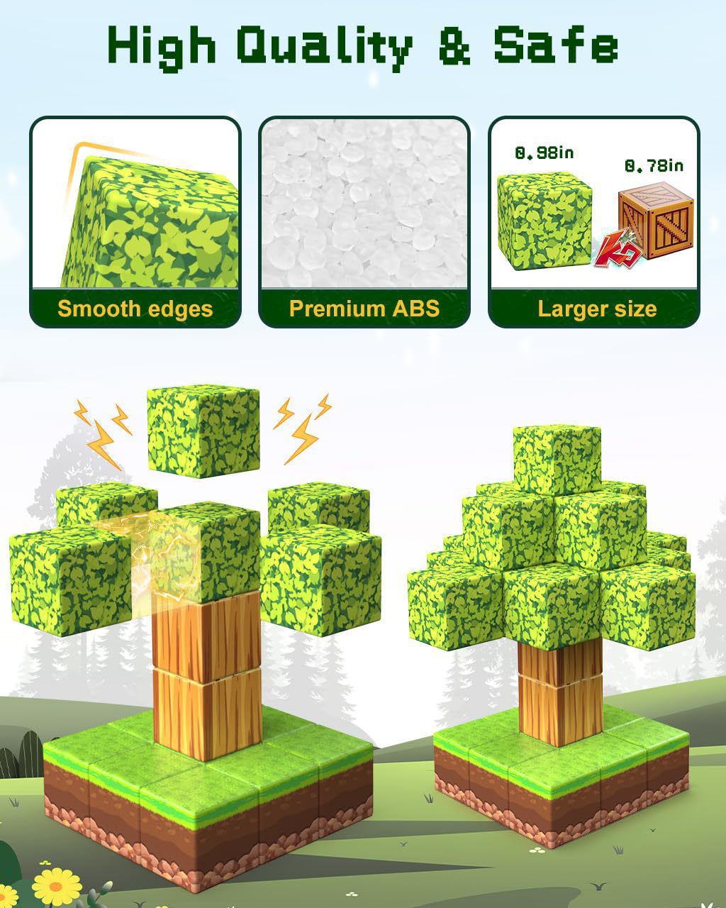 Magnetblöcke, Bausteine, Weltausgabe, magnetisches Spielzeug für Jungen und Mädchen, Alter 3–4, 4–5, 6–8, STEM Montessori, sensorisches Spielzeug für Kleinkinder, Geschenke für Kinder ab 3 Jahren, 48 - Spileo