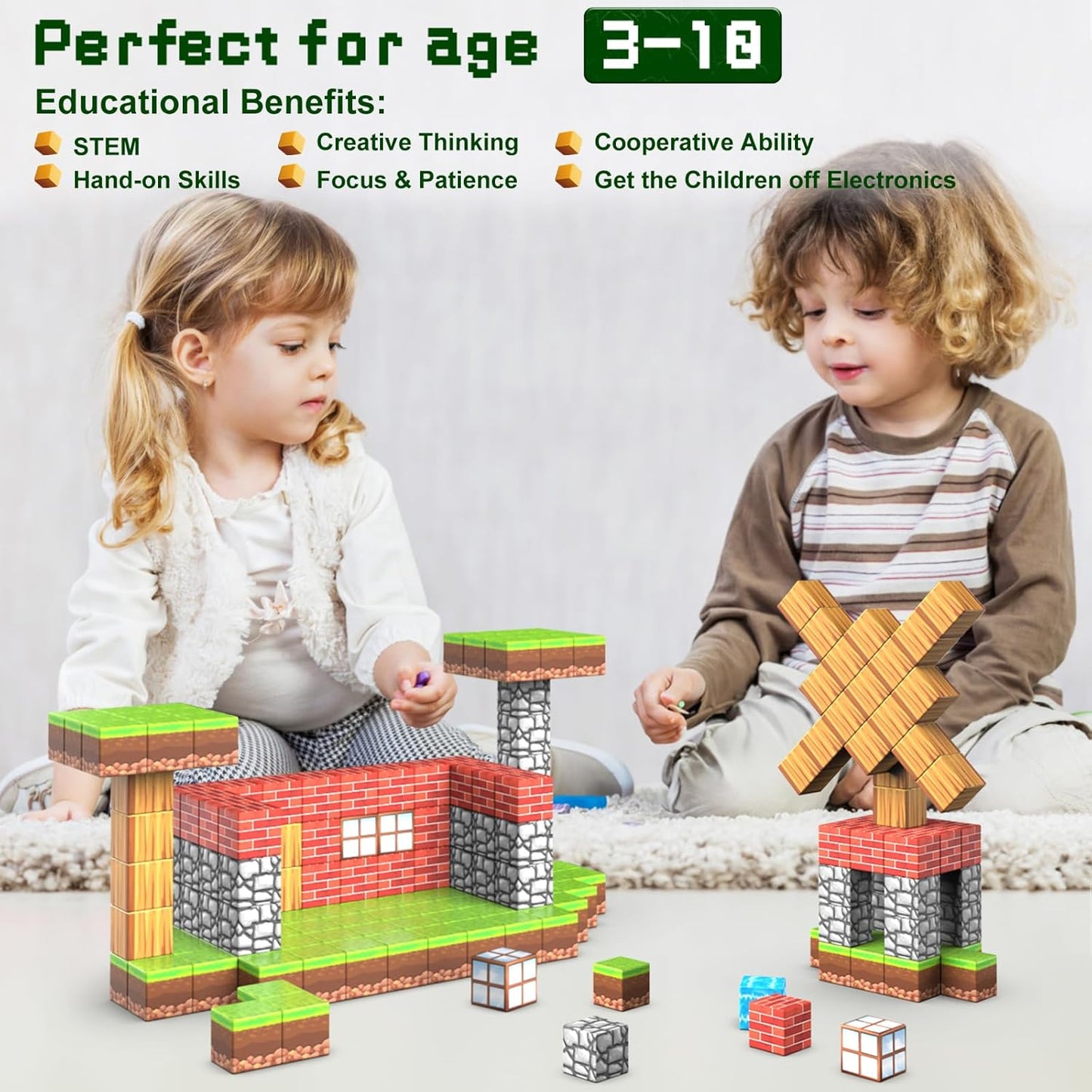 Magnetische Bausteine Montessori zum Bauen & Lernen
