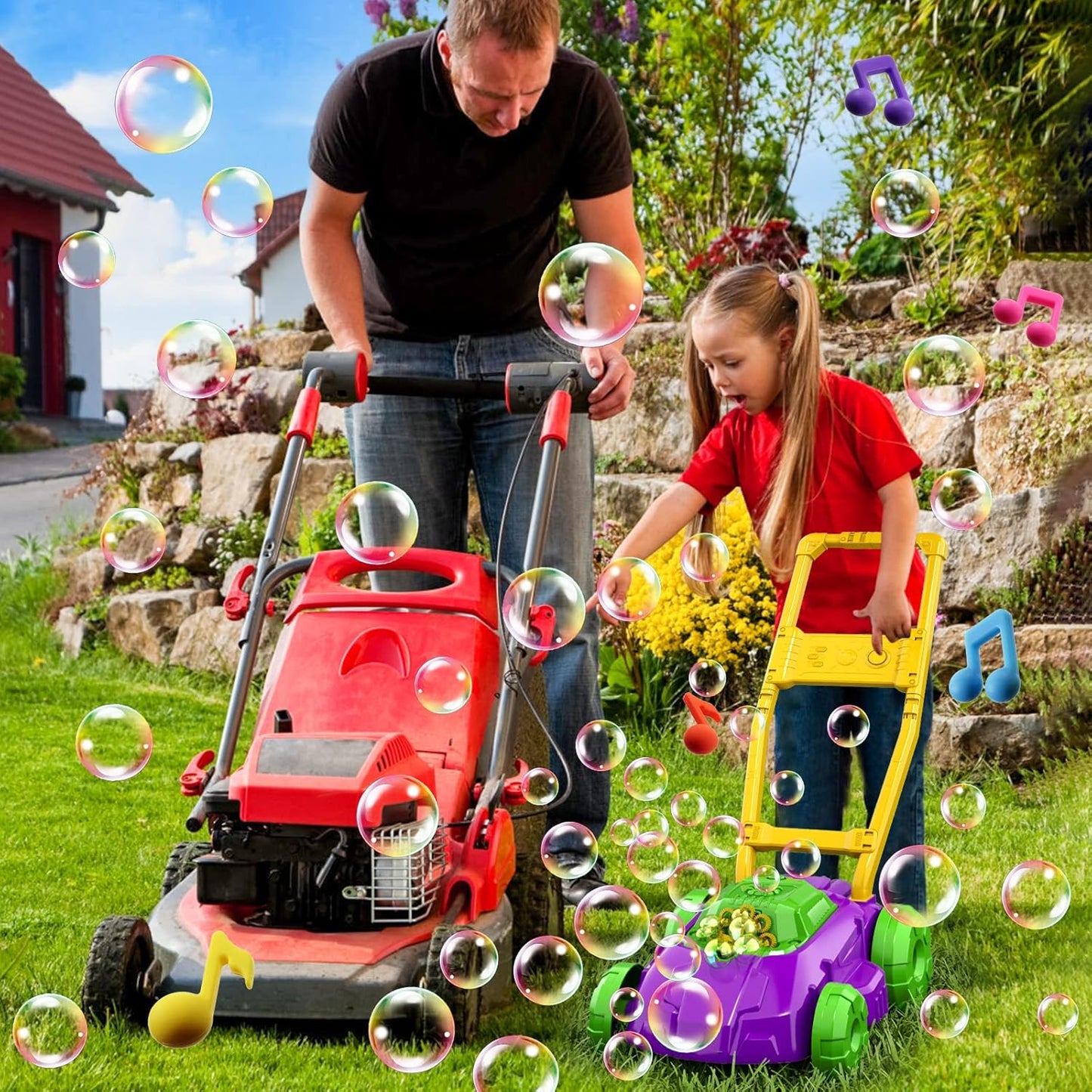 Blasen Rasenmäher für Kinder – Gartenspielzeug mit Seifenblasen