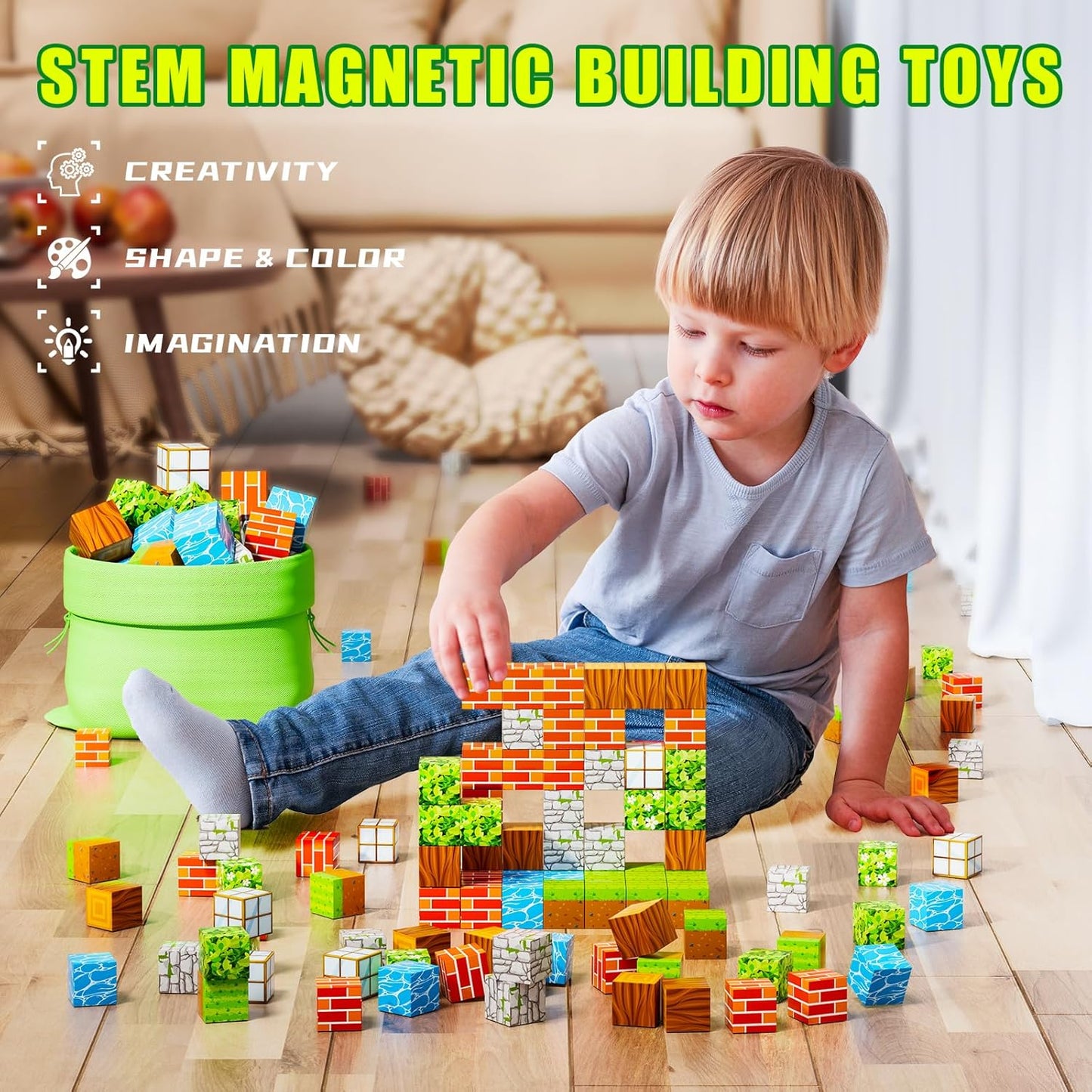 Blocks Magnetic Building Set Montessori Lernspielzeug mit Anleitung & Ideen