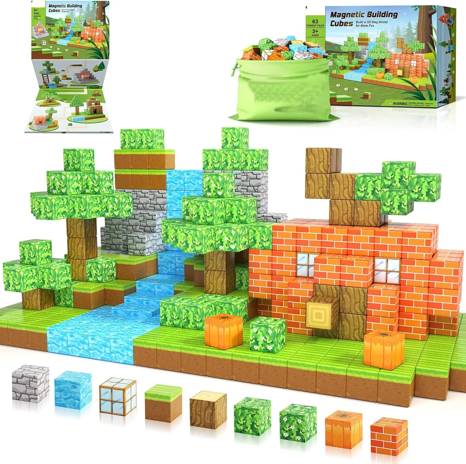 Magnetbausteine – Pumpkin Forst Magnetwelt Set für Kinder ab 3 Jahre Spileo
