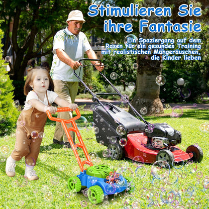 Seifenblasen-Rasenmäher für Kinder – Gartenspielzeug mit Geräusch & Blasen