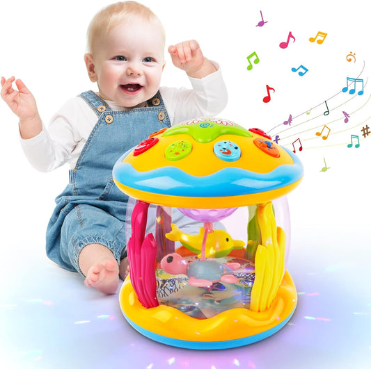 Lernspielzeug ab 6 Monate – Drehender Projektor mit Licht & Musik für Jungen und Mädchen, ideal als Geschenk für Kleinkinder von 6–18 Monaten
