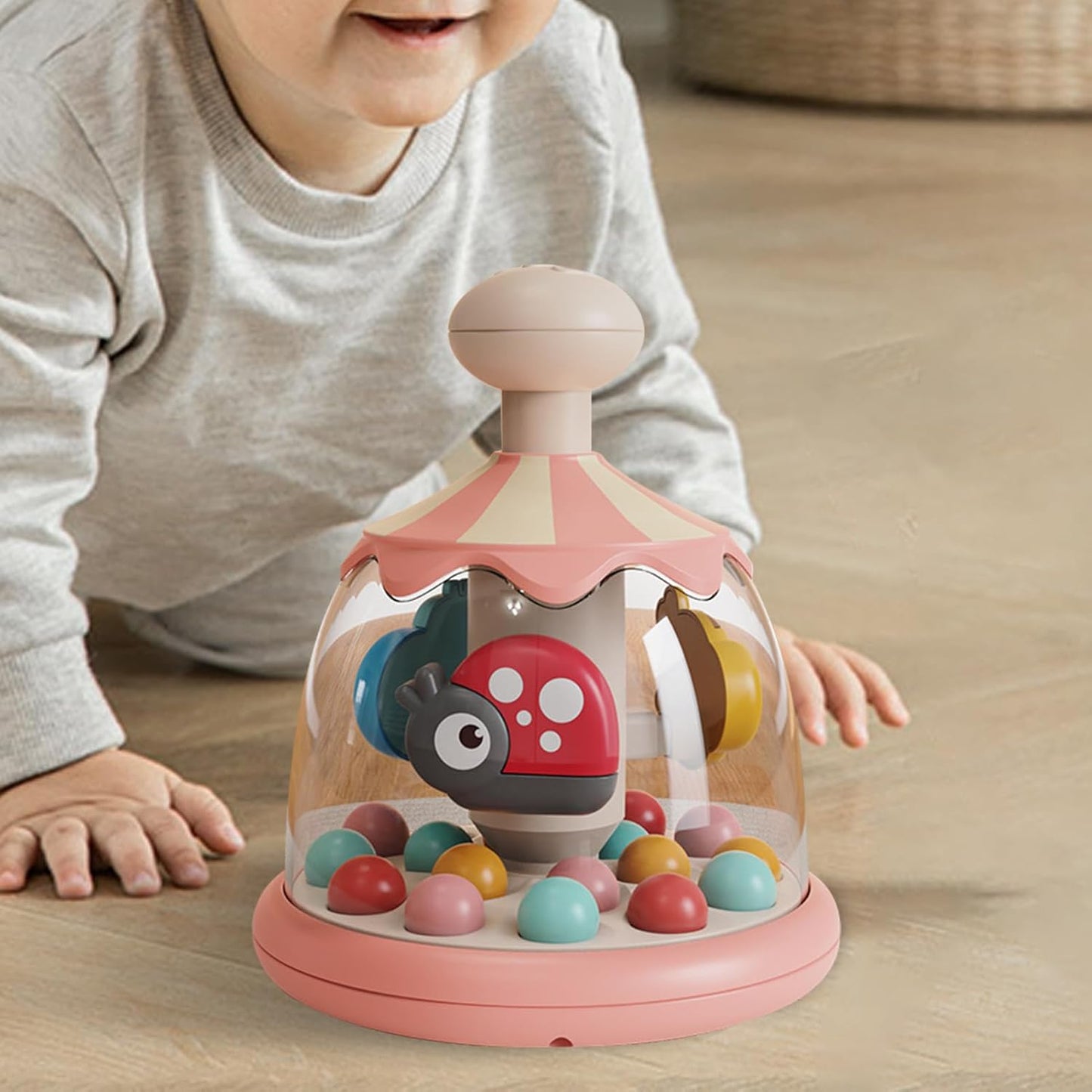 Musikalisches Dreh-Spielzeug für Babys – Interaktiver Grifftrainer mit Leuchtfarben, Sensorischem Stimulationsrad und Reibungslosem Lagerbewegungssystem zum Fördern der Motorik