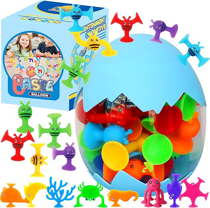50er-Pack Mini-Saugnapfspielzeug aus Silikon – Montessori-Reisespielzeug für Kinder ab 3 Jahren, ideal für Jungen und Mädchen im Alter von 3–8 Jahren