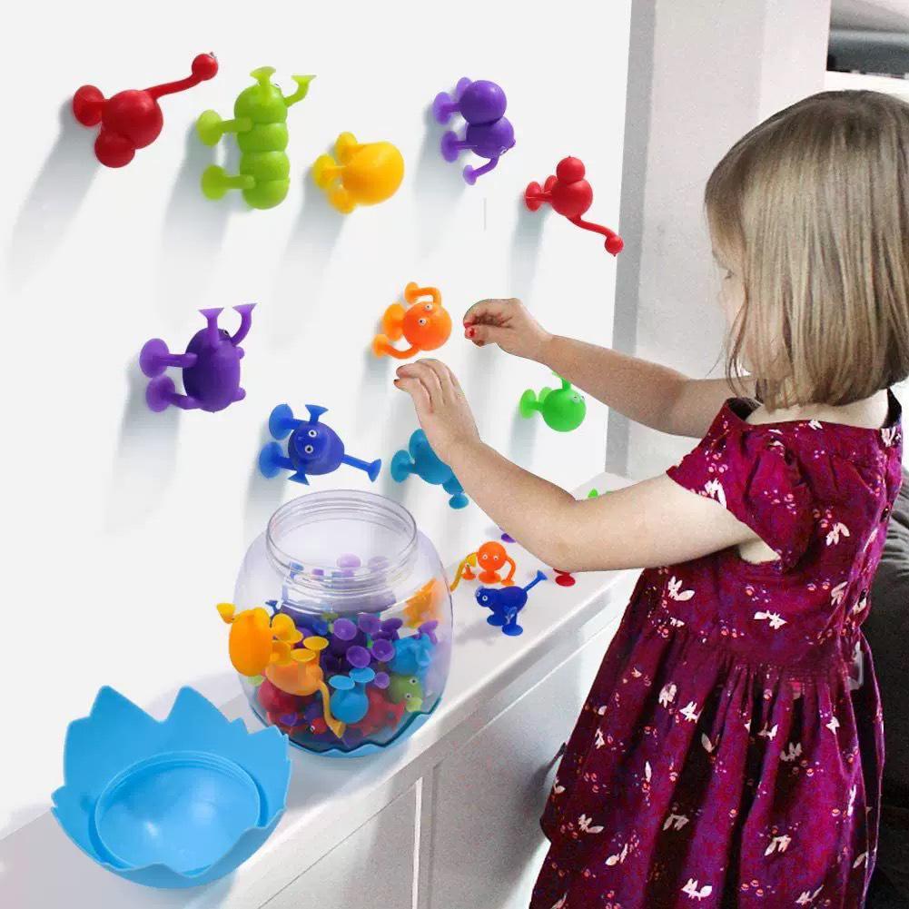 50er-Pack Mini-Saugnapfspielzeug aus Silikon – Montessori-Reisespielzeug für Kinder ab 3 Jahren, ideal für Jungen und Mädchen im Alter von 3–8 Jahren