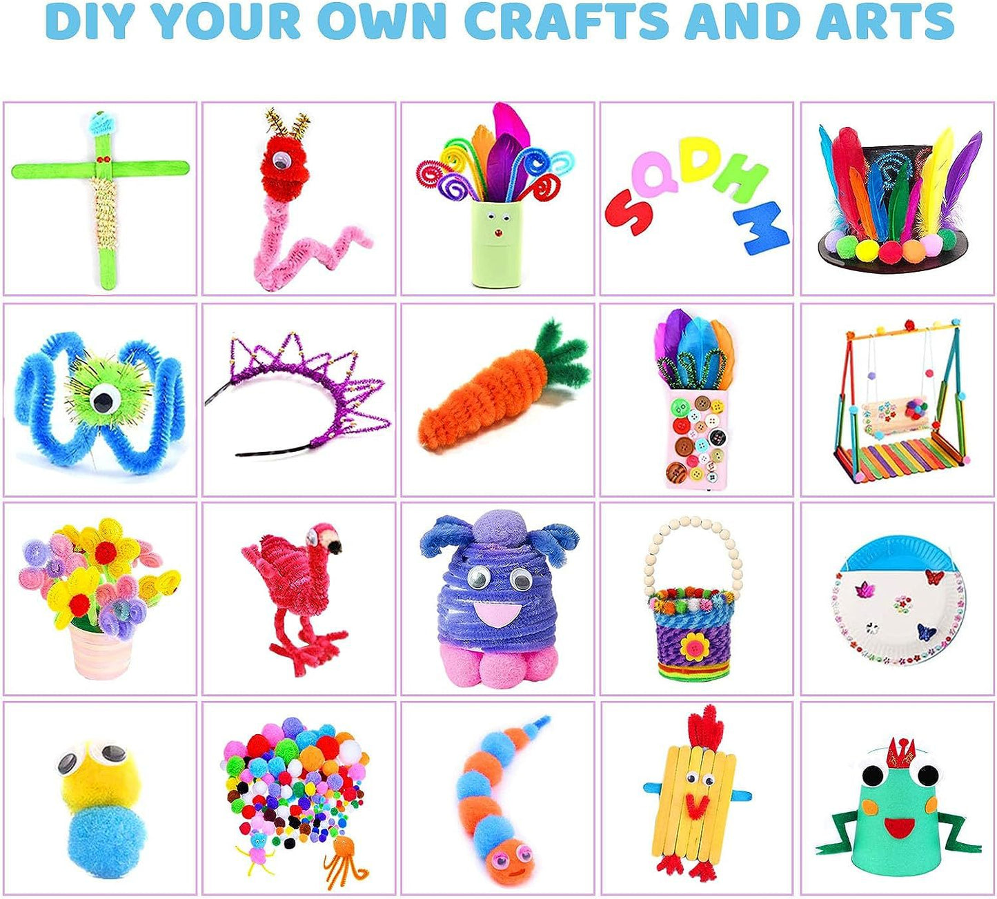 3200+ Teile Bastelset für Kinder 4–12 Jahre – 12 DIY-Bastelideen, Aufbewahrungskiste, Kreativset für Mädchen