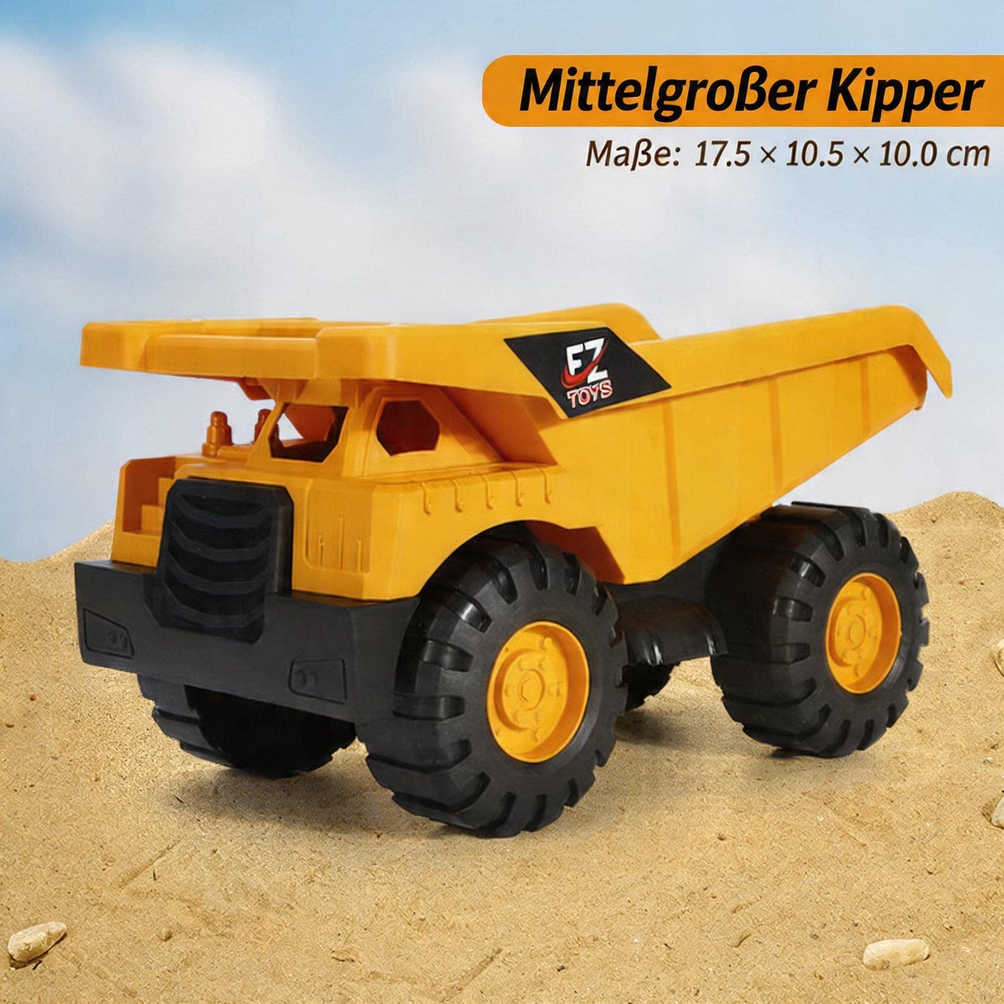 7-Zoll-Baustellen-Spielzeug-Set mit Muldenkipper, Radlader und Bagger für Kinder