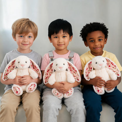 18 cm Plüschhase mit Schlappohren – Kuschelweiches Kinderkuscheltier, beweglich, waschbar, hellgrau