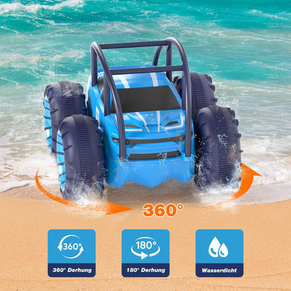 Ferngesteuertes Amphibien-RC-Auto mit LED-Licht, 360° Flips, 4WD, 15 km/h, wasserdicht – Offroad-Monstertruck für Kinder ab 3 Jahren