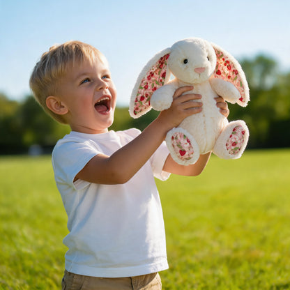 18 cm Plüschhase mit Schlappohren – Kuschelweiches Kinderkuscheltier, beweglich, waschbar, hellgrau