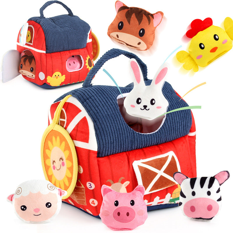 Bauernhof-Sensorikspielzeug für Babys 6–12 Monate – Mit Scheune, 6 Tierrasseln & Spiegel – Motorikspielzeug für Kinder 1–3 Jahre – Ideales Weihnachts- und Ostergeschenk