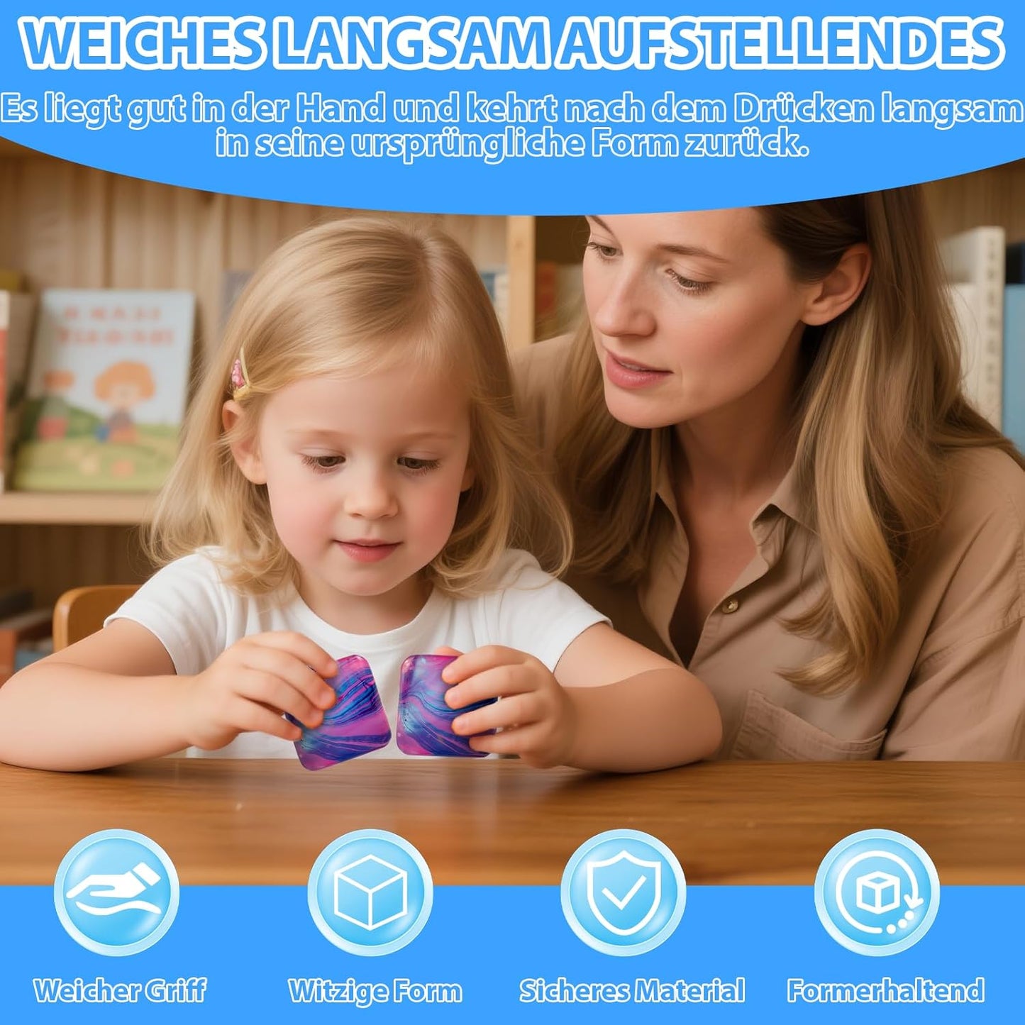 Weiche Druckspielzeuge – 5 cm großer Anti-Stress-Würfel für Erwachsene & Kinder, ideal bei Autismus & Stressabbau, langlebig & sicher (4 Stück)