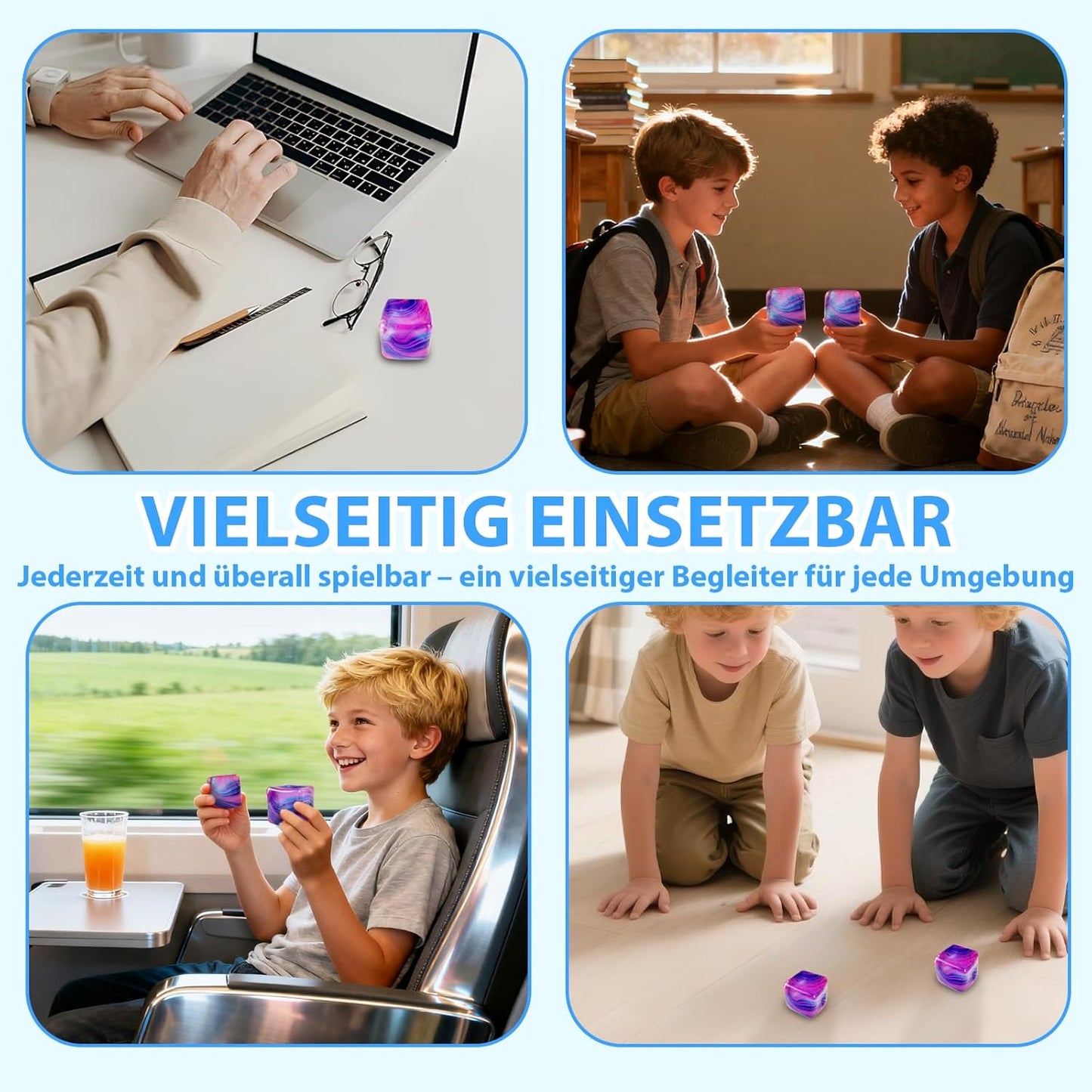 Weiche Druckspielzeuge – 5 cm großer Anti-Stress-Würfel für Erwachsene & Kinder, ideal bei Autismus & Stressabbau, langlebig & sicher (4 Stück)