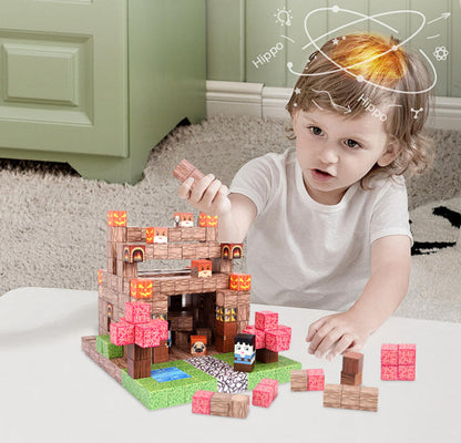 Magnetische Bausteine 200 Teile Abenteuer-Set, 36 Magnetwürfel Motive, Lernspielzeug ab 3 Jahren, ABS-Kunststoff, kompatibel, ideal als Kinder-Geschenk