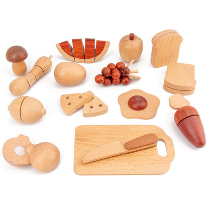 Holz-Spielküche mit Zubehör – Typisches englisches Frühstück aus Massivholz, pädagogisches Rollenspiel für Kinder